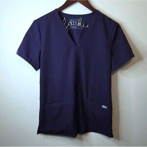 FIGS Dark Purple Technical Collection Casma Three-Pocket Scrub Top Size XS